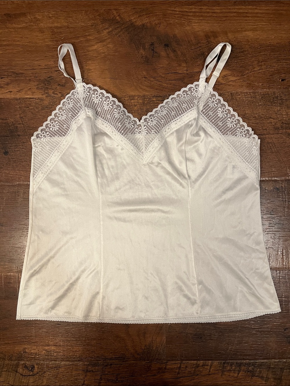 Vintage Sears Anti-Cling Antron Nylon Slip Top Silky White Sz 36
